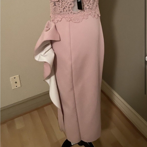 Nicole Bakti - Aida Off-Shoulder Lace Ruffled Midi Cocktail Dress US Size 10 - Picture 11 of 14